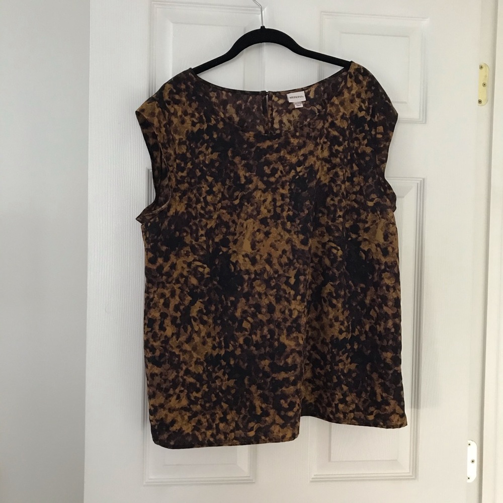 Merona XXL/2XL tortoise print cap sleeve blouse